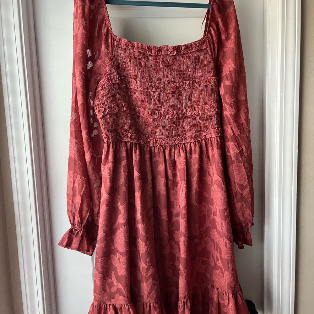 ODDY Textured Burnt Orange Dress